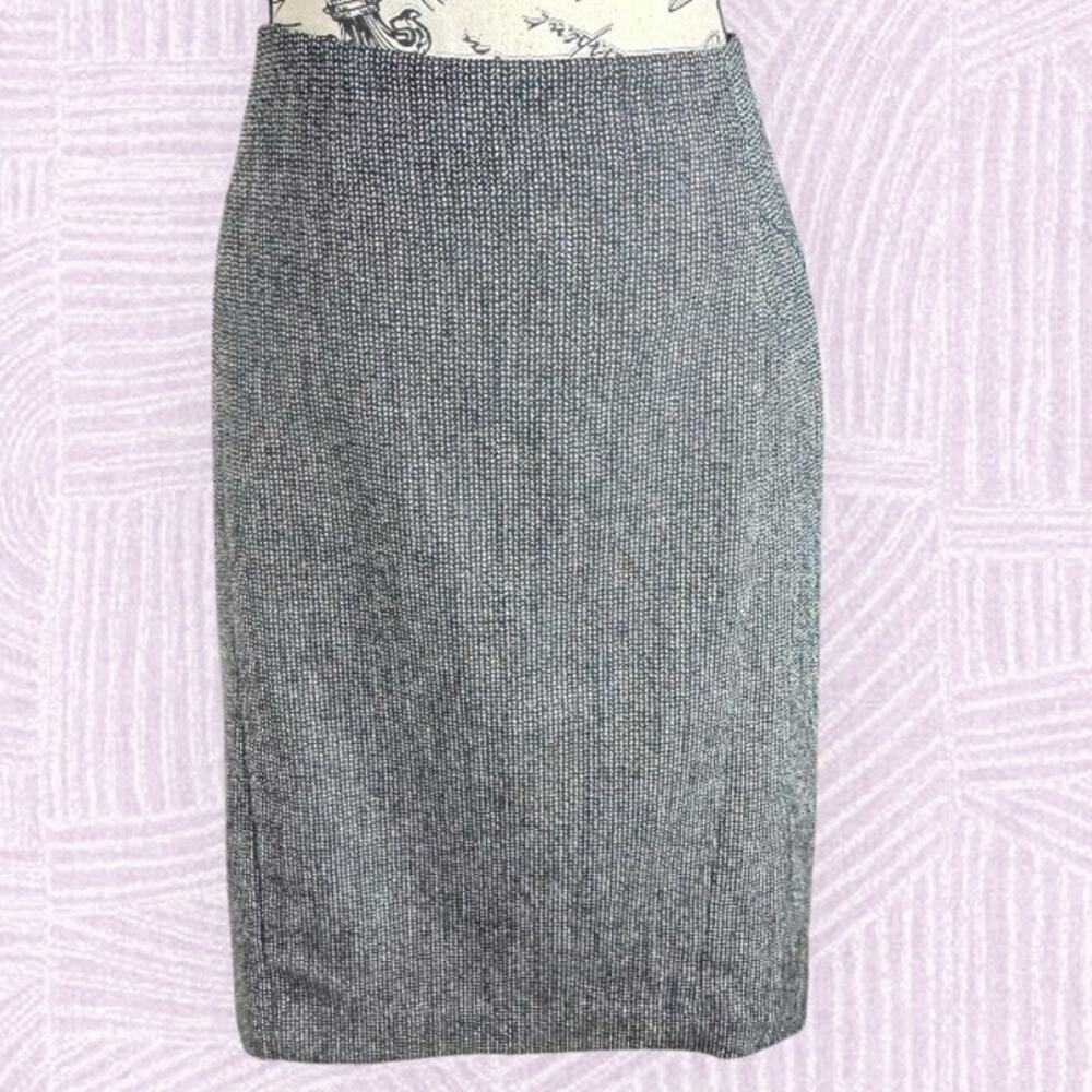 Express Design Studio Black White Tweed Fishtail Pencil Skirt Size 2 Y2K Vintage